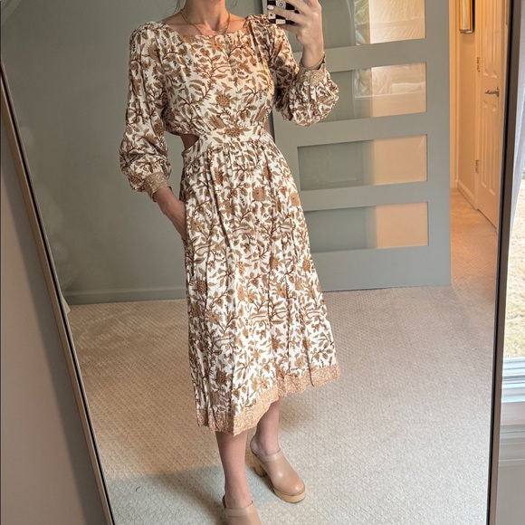 Cleobella Dresses & Skirts - Cleobella Brown and Cream Floral Long Sleeve Dress